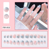 Taooba Christmas nail 24Pcs Medium Long Acrylic Fake Nails Removable French Fake Nails Wearing False Nails Set Full Cover Ballet Press On Nail Tips&7Y