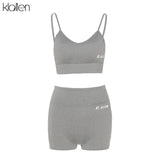 Taooba Christmas Gift outfit  Sexy Casual Camisole and Short 2 Piece Set Women Streewear Fitness Outfit Sportswear Summer Beach Cotton Tracksuit Women