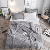 Taooba-Summer Gray Air Condition Quilts duvet with little white Pompons bed linens Washed cotton throw blankets Solid bedding #s