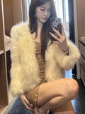 Taooba  party look inspos Y2K Faux Fur Coat Elegant White Gray Women's Winter Jacket Fashion Chic Loose Short Outerwears Korea Casual Femme New Streetwear