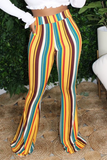 Taooba - Olive green White Blue Pink Yellow Olive green Color blue Elastic Fly High Striped Loose Pants Bottoms