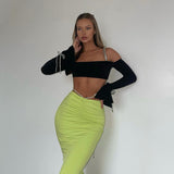 Taooba Christmas Gift outfit  Shine Strings One Shoulder Solid Bandage Sexy Crop Top 2024 Summer Women Fashion Outfits Club Elegant Streetwear Y2K