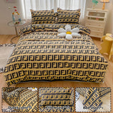 Taooba-3/4pcs Duvet Cover Set Queen Size Geometric Bedding Ser for Kids Boys and Girls Polyester Print Quilt Cover Bed Soft Reversible