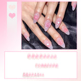 Taooba 24pcs/box Fake Nails Press on Reusable with Designs Set French Artificial Aurora Diamond False Tipsy Stick-on Nails Tips Art