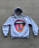 Taooba  American High Street Retro Big Mouth Anime Print Oversized Hoodie Men Y2k Harajuku Fashion Hip-hop Rock Loose Pullover Women