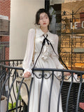 Taooba  party look inspos Sweet Preppy Style Long Dress Women Elegant French A Line Ruffles Casual Chic Office Robe Spring New Fashion Vestdios Mujer