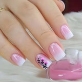 Taooba Christmas nail 24Pcs Short Square Coffin False Nails Square Fake Nails with Glue French Glitter Wearable Acrylic Nails Set Press on Nail Tips