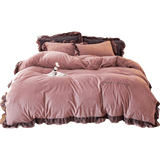 Taooba-Thick Coral Fleece Winter Four-Piece Set Double-Sided with Velvet Quilt Cover Flannel Bed Sheet Bedding Milk Fiber Winter