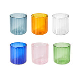 Taooba 6 Colors Glass Cups Heat Resistant Glass Cup Brewing Mugs Stripe Glass Tea Office Juice Coffee Milk Mug Family Cups