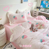 Taooba-Yickyue Shaggy Velvet Berber Fleece Winter Bedding Set Short Plush Love Duvet Cover Bed Sheet Pillowcases Keep Warm Blanket Bedspread