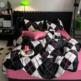 Taooba Christmas Gift Ins Pink Flowers Bedding Set Flat Bed Sheet Duvet Cover Twin Full Queen Nordic Bed Linen Boy Girl Bedding Sets Flower Cherry