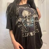 Taooba Christmas Gift outfit -Gothic Skull Shirts for Women Teens Girls 2000s Y2k Shirt Tops Fairy Grunge Punk Goth Baggy Graphic Tees Halloween Clothes