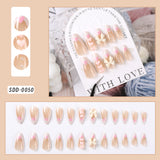 Taooba Christmas nail 24Pcs Medium Long Acrylic Fake Nails Removable French Fake Nails Wearing False Nails Set Full Cover Ballet Press On Nail Tips&7Y