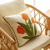 Taooba-Embroidered Colorful Tulips Cushion Cover