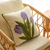 Taooba-Embroidered Colorful Tulips Cushion Cover