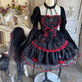 Taooba  party look inspos Dark Gothic Lolita Style Dresses Victorian Women Lace Halter Neck Bandage Corset Jsk Dress Japanese Fashion Holiday Party Dress