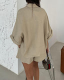 Taooba- Daily Casual Loose Blouse And Shorts Set