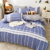 Taooba-Simple Style Modern Blue White Herringbone Geometric Pattern Bedding Set 4pcs Duvet Cover Queen Polyester Microfiber Pillowcases