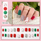 Taooba Christmas nail 24Pcs Medium Long Acrylic Fake Nails Removable French Fake Nails Wearing False Nails Set Full Cover Ballet Press On Nail Tips&7Y