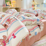 Taooba Christmas Gift Korean Girls Cherry Bedding Set, Soft Cotton Bed Sheet, Quilt Cover, Pillowcase, Bed Linens, Comforter Sets