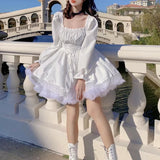 Taooba  party look inspos Lolita Dress Party Evening Women Vintage Lace Y2k Mini Dress Female Kawaii Clothing 2024 Spring One Piece Dress Korea White