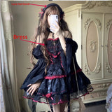 Taooba  party look inspos Dark Gothic Lolita Style Dresses Victorian Women Lace Halter Neck Bandage Corset Jsk Dress Japanese Fashion Holiday Party Dress