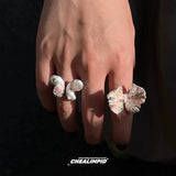 Taooba Elegant Floral Adjustable Rings Set