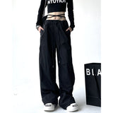 Taooba party outfit  Gray Y2K Parachute Pants Women Spring Summer High Street Hip Hop Oversize Pockets Cargo Trousers American Baggy Wide Leg Pants