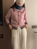 Taooba Christmas Gift outfit -Contrast Collar Cardigan