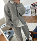 Taooba  No. 4091 GRAY ZIP-UP HOODIE & SWEATPANTS (TOP & BOTTOM)