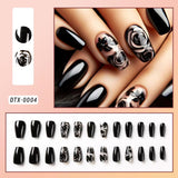 Taooba Christmas nail 24Pcs Medium Long Acrylic Fake Nails Removable French Fake Nails Wearing False Nails Set Full Cover Ballet Press On Nail Tips&7Y