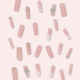 Taooba 24 Long Coffins with Irregular Line Patterns, Three-dimensional Butterfly Dots, Diamond Fake Nails, Glossy Fake Nails, Summer C