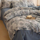 Taooba Floral Jacquard Bedding Set with Bow Tie - Dusty Blue