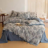 Taooba Floral Jacquard Bedding Set with Bow Tie - Dusty Blue