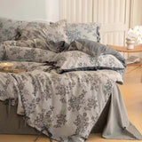 Taooba Floral Jacquard Bedding Set with Bow Tie - Dusty Blue