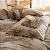 Taooba Floral Jacquard Bedding Set with Bow Tie - Grey