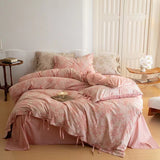 Taooba Floral Jacquard Bedding Set with Bow Tie - Pink