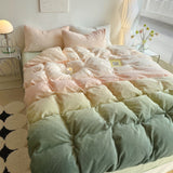 Taooba Pastel Peachy to Green Gradient Fleece Bedding Set