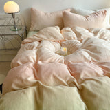 Taooba Pastel Peachy to Green Gradient Fleece Bedding Set