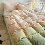 Taooba Pastel Peachy to Green Gradient Fleece Bedding Set