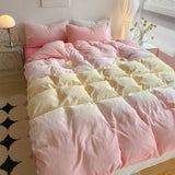 Taooba Pastel Pink to Yellow Gradient Fleece Bedding Set