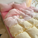 Taooba Pastel Pink to Yellow Gradient Fleece Bedding Set