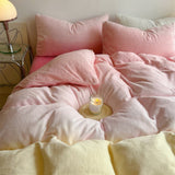 Taooba Pastel Pink to Yellow Gradient Fleece Bedding Set