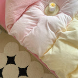 Taooba Pastel Pink to Yellow Gradient Fleece Bedding Set