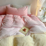 Taooba Pastel Pink to Yellow Gradient Fleece Bedding Set