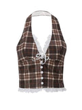 Taooba Etty Retro Plaid Halter Top