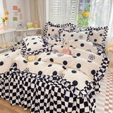 Taooba-Polka Dot Kawaii Checkered Ruffle Bedding Set