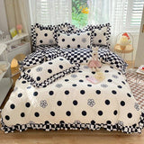 Taooba-Polka Dot Kawaii Checkered Ruffle Bedding Set