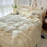 Taooba Kawaii Pastel Plaid Ruffle Bedding Set