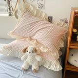 Taooba Kawaii Pastel Plaid Ruffle Bedding Set